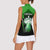 Bowling Team Design Women Sleeveless Polo Shirt Green Strike Graphic and Custom Name Shield Accent - Wonder Print Shop