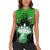 Bowling Team Design Women Sleeveless Polo Shirt Green Strike Graphic and Custom Name Shield Accent - Wonder Print Shop