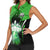 Bowling Team Design Women Sleeveless Polo Shirt Green Strike Graphic and Custom Name Shield Accent - Wonder Print Shop