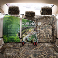 Personalized Bass Fishing Design Back Car Seat Cover Leaping Fish Graphic and Camouflage Green Water Splash Print - Wonder Print Shop