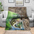 Personalized Bass Fishing Design Blanket Leaping Fish Graphic and Camouflage Green Water Splash Print - Wonder Print Shop