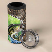 Personalized Bass Fishing Design 4 in 1 Can Cooler Tumbler Leaping Fish Graphic and Camouflage Green Water Splash Print - Wonder Print Shop