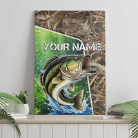 Personalized Bass Fishing Design Canvas Wall Art Leaping Fish Graphic and Camouflage Green Water Splash Print - Wonder Print Shop