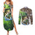 Personalized Bass Fishing Design Couples Matching Summer Maxi Dress and Long Sleeve Button Shirt Leaping Fish Graphic and Camouflage Green Water Splash Print - Wonder Print Shop