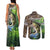 Personalized Bass Fishing Design Couples Matching Tank Maxi Dress and Long Sleeve Button Shirt Leaping Fish Graphic and Camouflage Green Water Splash Print - Wonder Print Shop