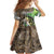Personalized Bass Fishing Design Family Matching Long Sleeve Bodycon Dress and Hawaiian Shirt Leaping Fish Graphic and Camouflage Green Water Splash Print - Wonder Print Shop