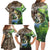 Personalized Bass Fishing Design Family Matching Long Sleeve Bodycon Dress and Hawaiian Shirt Leaping Fish Graphic and Camouflage Green Water Splash Print - Wonder Print Shop