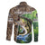 Personalized Bass Fishing Design Family Matching Long Sleeve Bodycon Dress and Hawaiian Shirt Leaping Fish Graphic and Camouflage Green Water Splash Print - Wonder Print Shop