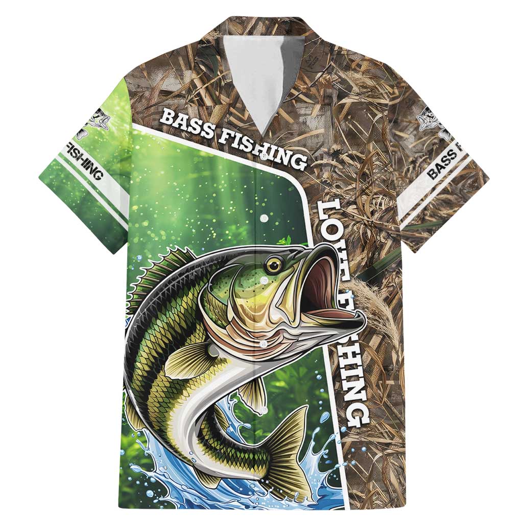 Personalized Bass Fishing Design Family Matching Mermaid Dress and Hawaiian Shirt Leaping Fish Graphic and Camouflage Green Water Splash Print - Wonder Print Shop