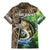 Personalized Bass Fishing Design Family Matching Mermaid Dress and Hawaiian Shirt Leaping Fish Graphic and Camouflage Green Water Splash Print - Wonder Print Shop