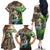 Personalized Bass Fishing Design Family Matching Off The Shoulder Long Sleeve Dress and Hawaiian Shirt Leaping Fish Graphic and Camouflage Green Water Splash Print - Wonder Print Shop