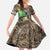 Personalized Bass Fishing Design Family Matching Off Shoulder Maxi Dress and Hawaiian Shirt Leaping Fish Graphic and Camouflage Green Water Splash Print - Wonder Print Shop