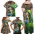 Personalized Bass Fishing Design Family Matching Off Shoulder Maxi Dress and Hawaiian Shirt Leaping Fish Graphic and Camouflage Green Water Splash Print - Wonder Print Shop