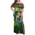 Personalized Bass Fishing Design Family Matching Off Shoulder Maxi Dress and Hawaiian Shirt Leaping Fish Graphic and Camouflage Green Water Splash Print - Wonder Print Shop