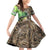 Personalized Bass Fishing Design Family Matching Off Shoulder Short Dress and Hawaiian Shirt Leaping Fish Graphic and Camouflage Green Water Splash Print - Wonder Print Shop