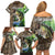 Personalized Bass Fishing Design Family Matching Off Shoulder Short Dress and Hawaiian Shirt Leaping Fish Graphic and Camouflage Green Water Splash Print - Wonder Print Shop