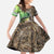 Personalized Bass Fishing Design Family Matching Short Sleeve Bodycon Dress and Hawaiian Shirt Leaping Fish Graphic and Camouflage Green Water Splash Print - Wonder Print Shop