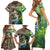 Personalized Bass Fishing Design Family Matching Short Sleeve Bodycon Dress and Hawaiian Shirt Leaping Fish Graphic and Camouflage Green Water Splash Print - Wonder Print Shop