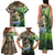 Personalized Bass Fishing Design Family Matching Tank Maxi Dress and Hawaiian Shirt Leaping Fish Graphic and Camouflage Green Water Splash Print - Wonder Print Shop