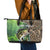 Personalized Bass Fishing Design Leather Tote Bag Leaping Fish Graphic and Camouflage Green Water Splash Print - Wonder Print Shop