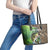 Personalized Bass Fishing Design Leather Tote Bag Leaping Fish Graphic and Camouflage Green Water Splash Print - Wonder Print Shop
