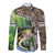 Personalized Bass Fishing Design Long Sleeve Button Shirt Leaping Fish Graphic and Camouflage Green Water Splash Print - Wonder Print Shop