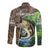 Personalized Bass Fishing Design Long Sleeve Button Shirt Leaping Fish Graphic and Camouflage Green Water Splash Print - Wonder Print Shop