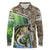 Personalized Bass Fishing Design Long Sleeve Polo Shirt Leaping Fish Graphic and Camouflage Green Water Splash Print - Wonder Print Shop