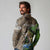 Personalized Bass Fishing Design Long Sleeve Polo Shirt Leaping Fish Graphic and Camouflage Green Water Splash Print - Wonder Print Shop
