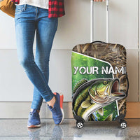 Personalized Bass Fishing Design Luggage Cover Leaping Fish Graphic and Camouflage Green Water Splash Print - Wonder Print Shop
