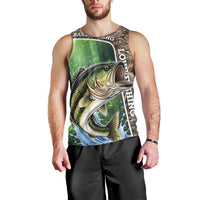 Personalized Bass Fishing Design Men Tank Top Leaping Fish Graphic and Camouflage Green Water Splash Print - Wonder Print Shop