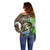 Personalized Bass Fishing Design Off Shoulder Sweater Leaping Fish Graphic and Camouflage Green Water Splash Print - Wonder Print Shop