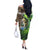 Personalized Bass Fishing Design Off The Shoulder Long Sleeve Dress Leaping Fish Graphic and Camouflage Green Water Splash Print - Wonder Print Shop