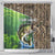 Personalized Bass Fishing Design Shower Curtain Leaping Fish Graphic and Camouflage Green Water Splash Print - Wonder Print Shop