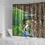 Personalized Bass Fishing Design Shower Curtain Leaping Fish Graphic and Camouflage Green Water Splash Print - Wonder Print Shop