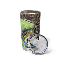 Personalized Bass Fishing Design Tumbler Cup Leaping Fish Graphic and Camouflage Green Water Splash Print - Wonder Print Shop