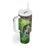 Personalized Bass Fishing Design Tumbler With Handle Leaping Fish Graphic and Camouflage Green Water Splash Print - Wonder Print Shop