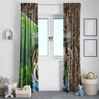 Personalized Bass Fishing Design Window Curtain Leaping Fish Graphic and Camouflage Green Water Splash Print - Wonder Print Shop