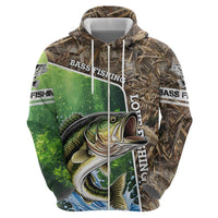 Personalized Bass Fishing Design Zip Hoodie Leaping Fish Graphic and Camouflage Green Water Splash Print - Wonder Print Shop
