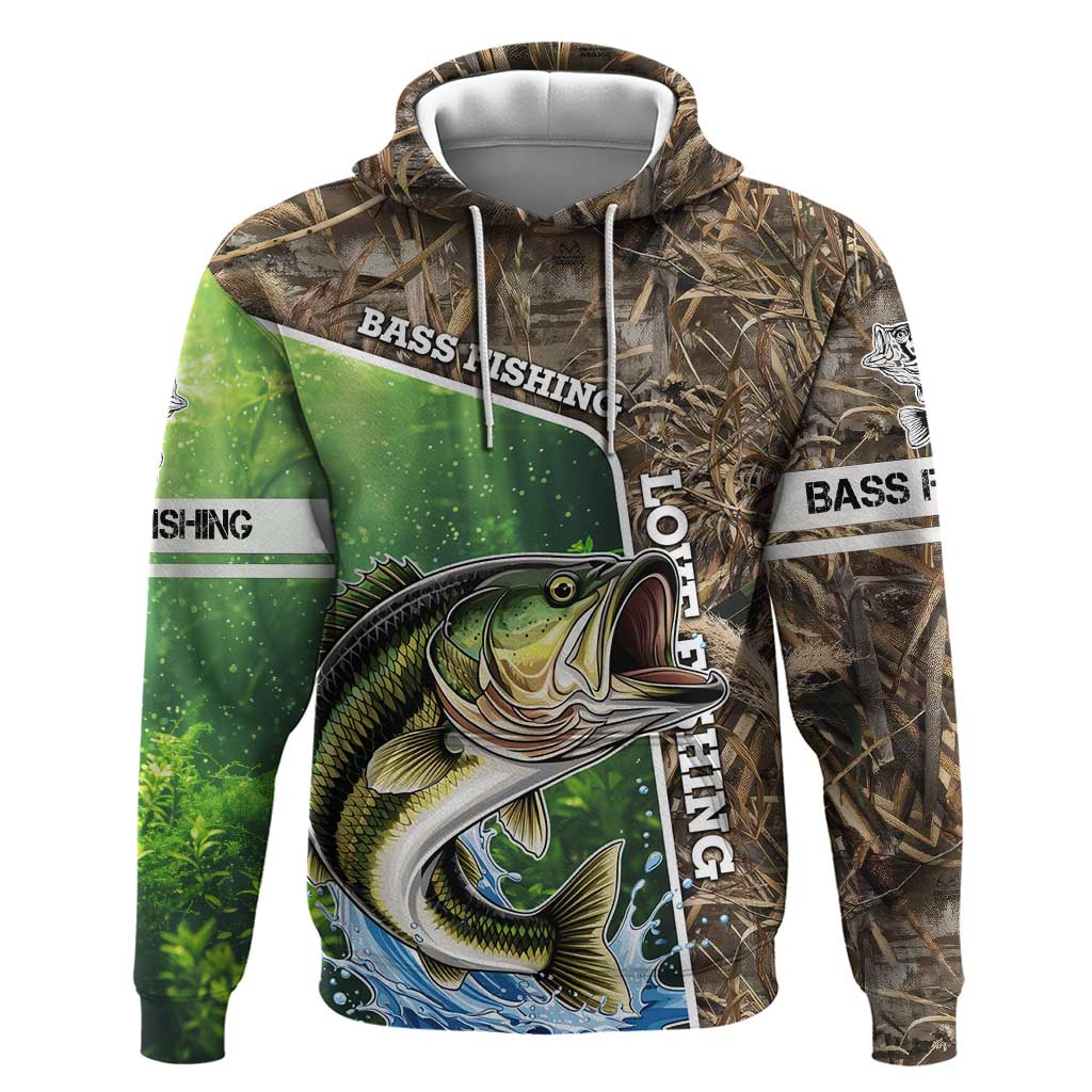 Personalized Bass Fishing Design Zip Hoodie Leaping Fish Graphic and Camouflage Green Water Splash Print - Wonder Print Shop