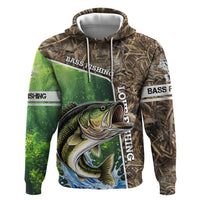 Personalized Bass Fishing Design Zip Hoodie Leaping Fish Graphic and Camouflage Green Water Splash Print - Wonder Print Shop