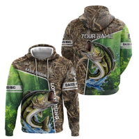 Personalized Bass Fishing Design Zip Hoodie Leaping Fish Graphic and Camouflage Green Water Splash Print - Wonder Print Shop