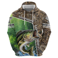Personalized Bass Fishing Design Zip Hoodie Leaping Fish Graphic and Camouflage Green Water Splash Print - Wonder Print Shop
