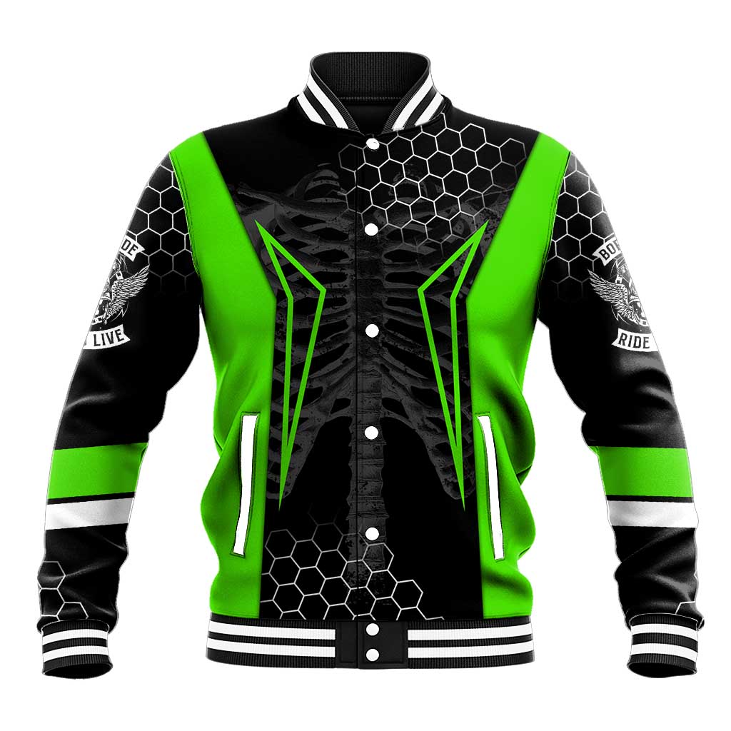 Personalized Skeleton Racing Baseball Jacket Cool Bone Motorcycle Motocross Off-Road Riders Racewear - Wonder Print Shop