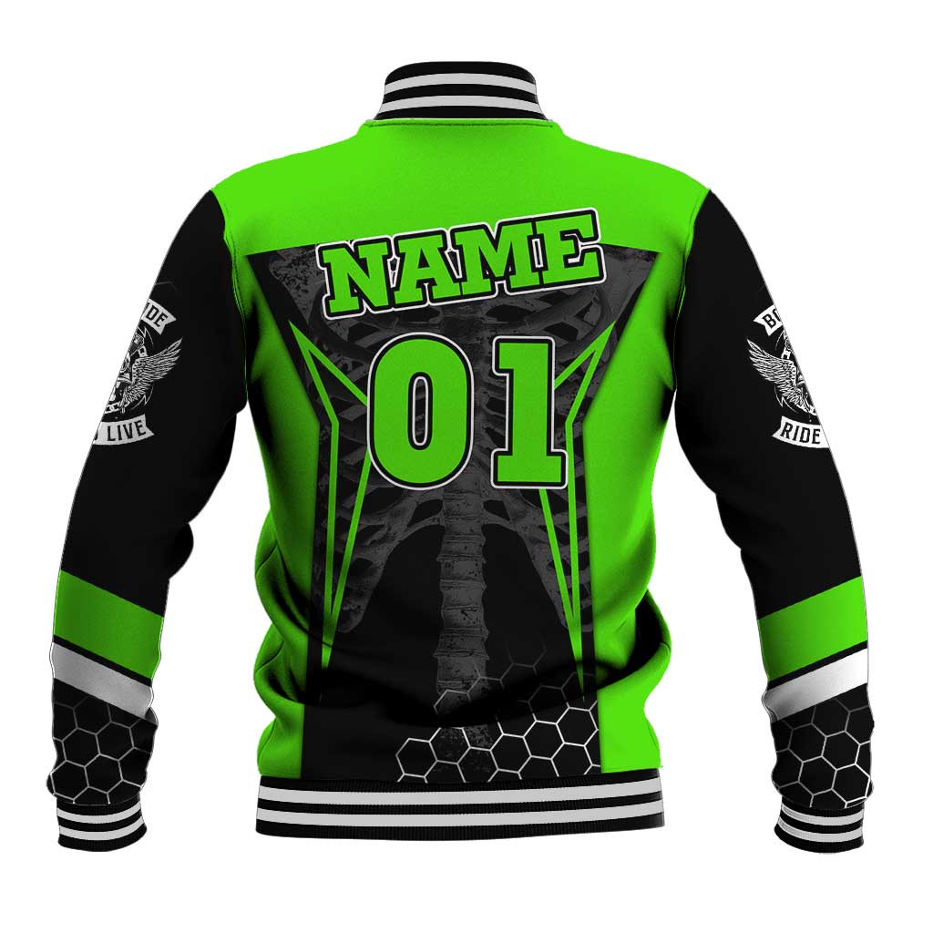 Personalized Skeleton Racing Baseball Jacket Cool Bone Motorcycle Motocross Off-Road Riders Racewear - Wonder Print Shop