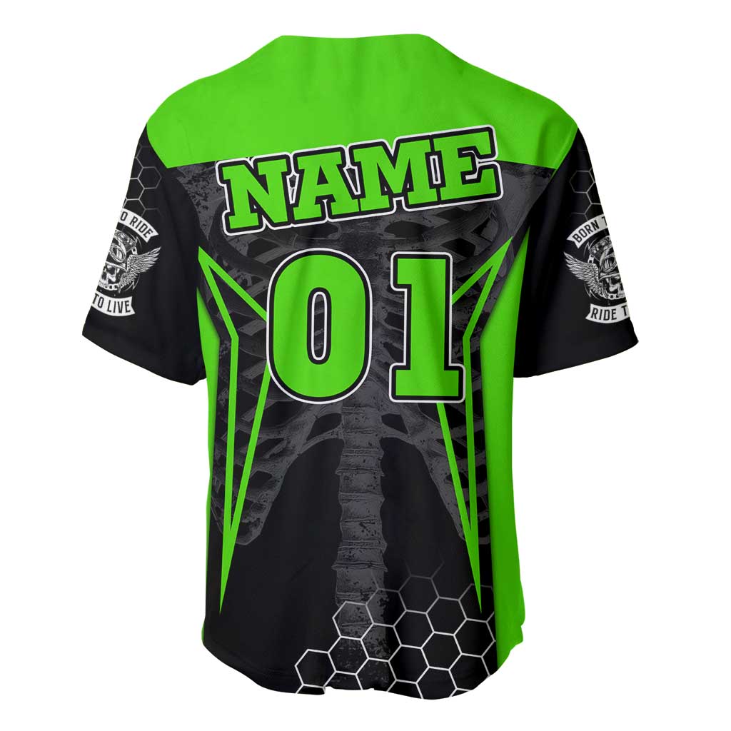Personalized Skeleton Racing Baseball Jersey Cool Bone Motorcycle Motocross Off-Road Riders Racewear - Wonder Print Shop