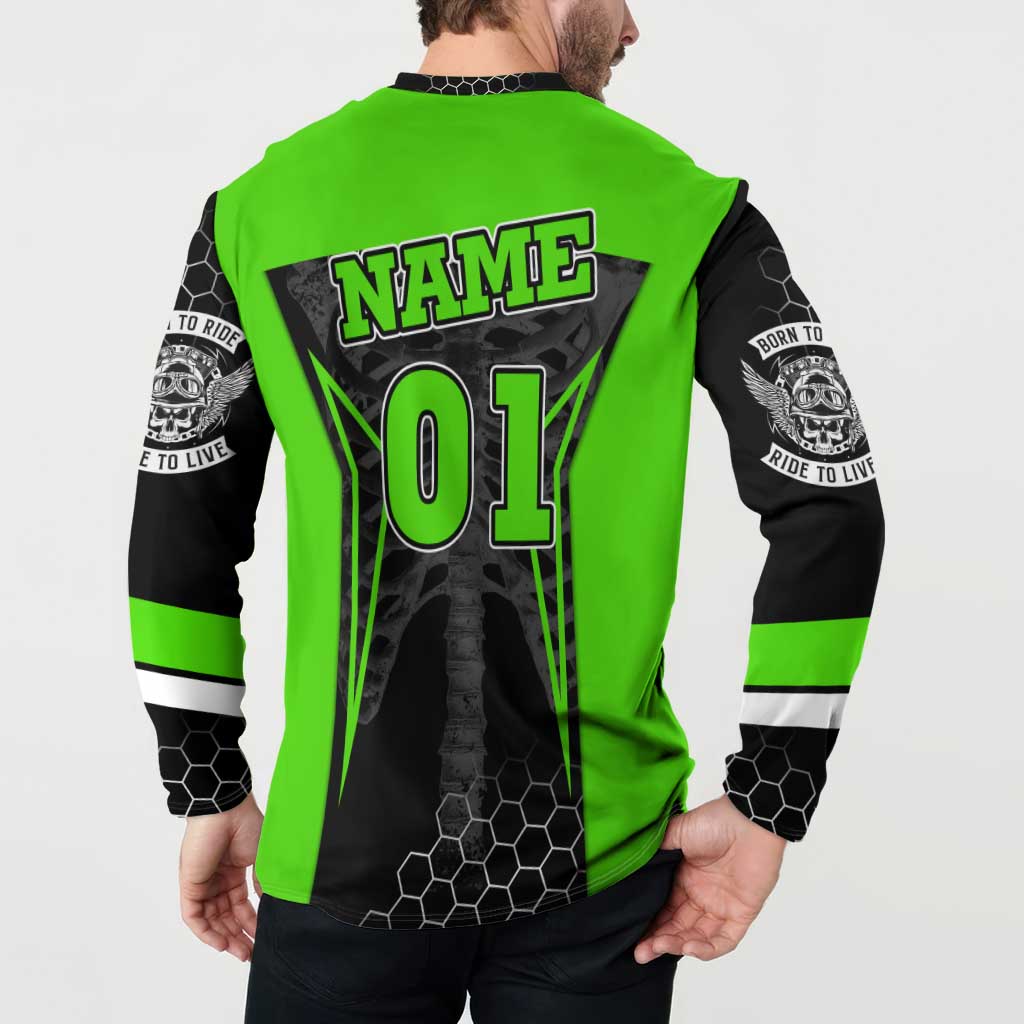 Personalized Skeleton Racing Button Sweatshirt Cool Bone Motorcycle Motocross Off-Road Riders Racewear - Wonder Print Shop