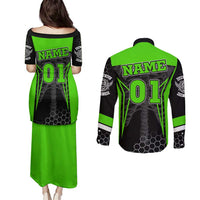 Personalized Skeleton Racing Couples Matching Puletasi and Long Sleeve Button Shirt Cool Bone Motorcycle Motocross Off-Road Riders Racewear - Wonder Print Shop