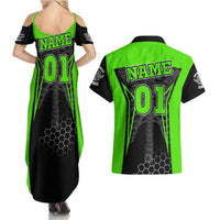 Personalized Skeleton Racing Couples Matching Summer Maxi Dress and Hawaiian Shirt Cool Bone Motorcycle Motocross Off-Road Riders Racewear - Wonder Print Shop
