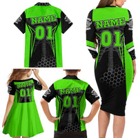 Personalized Skeleton Racing Family Matching Long Sleeve Bodycon Dress and Hawaiian Shirt Cool Bone Motorcycle Motocross Off-Road Riders Racewear - Wonder Print Shop